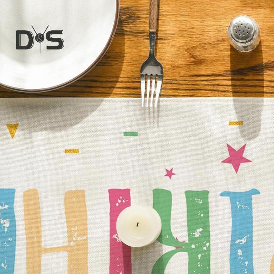 Happy Birthday Table Runner Balloon Confetti Print Protects Table from Heat And Scratches Reusable Table Protection Decoration Birthday Party Table