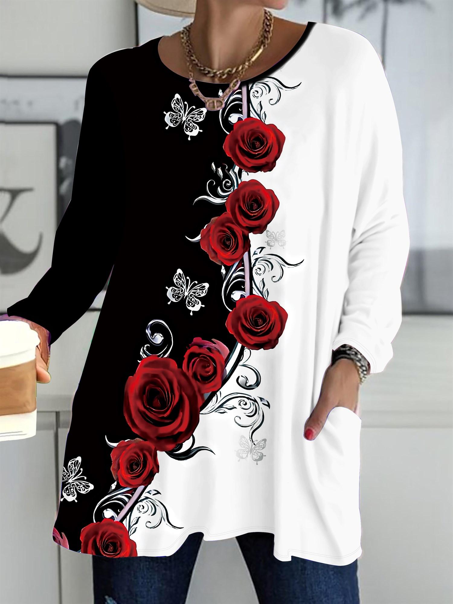 

Осень-Зима 2025 Новые Женские Топы Большого Размера, Модные Футболки с 3D-принтом цветов, с Круглым Вырезом и Длинным Рукавом 2XL белый