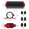 Kraftstofffilter-Kit aus Aluminiumlegierung mit 6AN 8AN 10AN Adaptern 50MM Universelle Montagehalterung Rot Schwarz Automobil