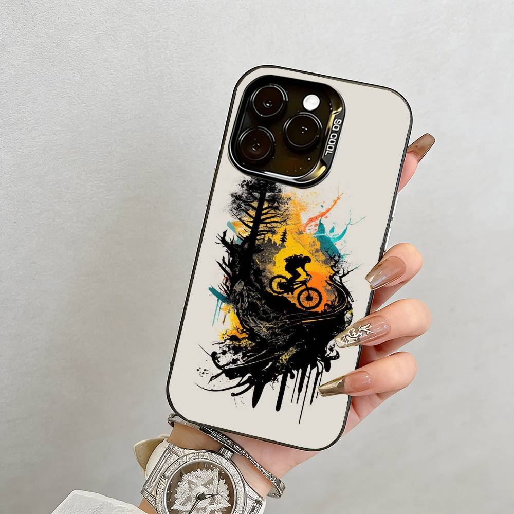 

cycling Phone Case For iPhone 17,16,15,14,13,12,11 Plus,Pro Max,XS,Colorful Silver Phone case Funda Cover iPhone17Air