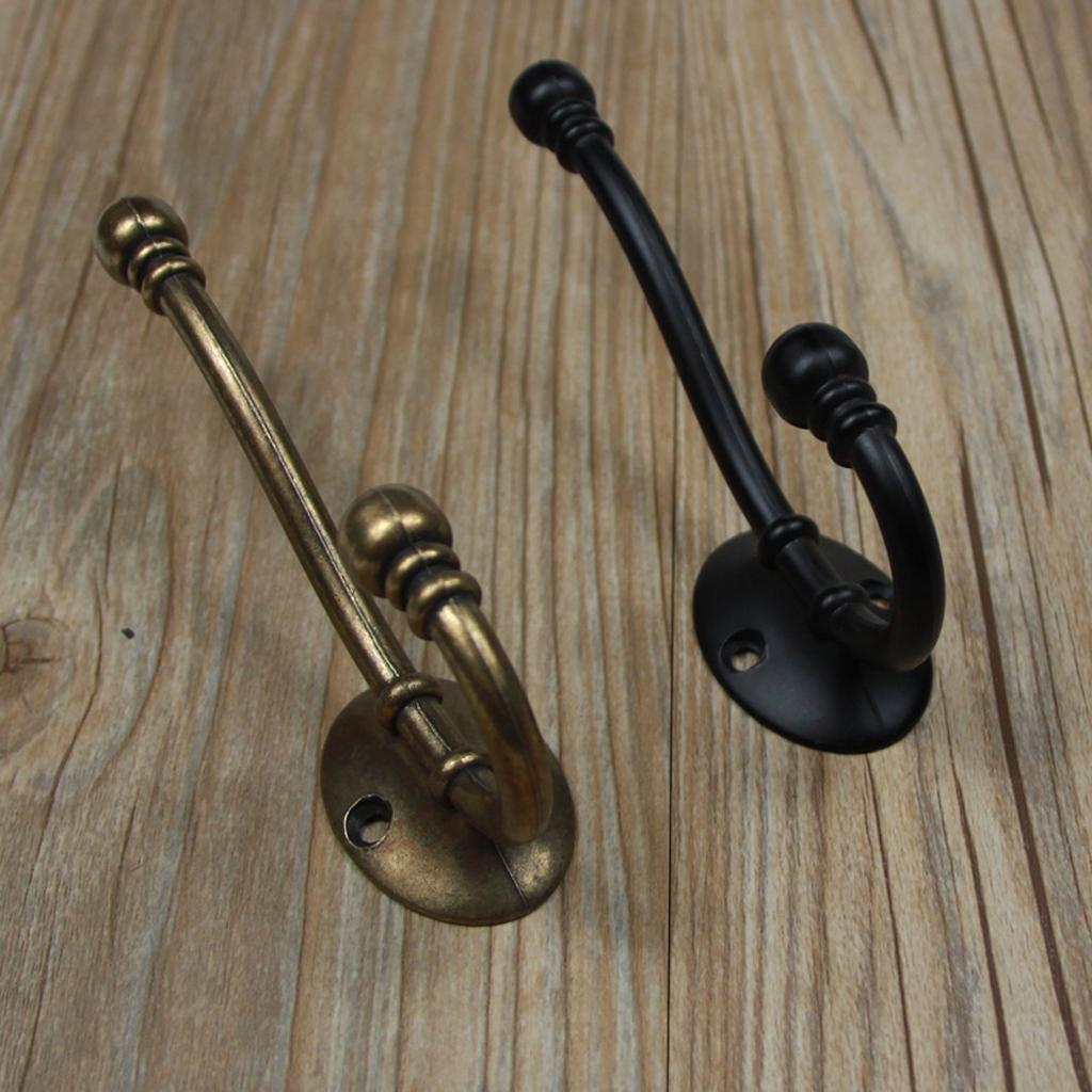 10Pcs Coat Hooks Antique Hanger Up & Down Double-hook European Hat Hanger Heavy Duty Robe Holder Towel Hooks with Screws