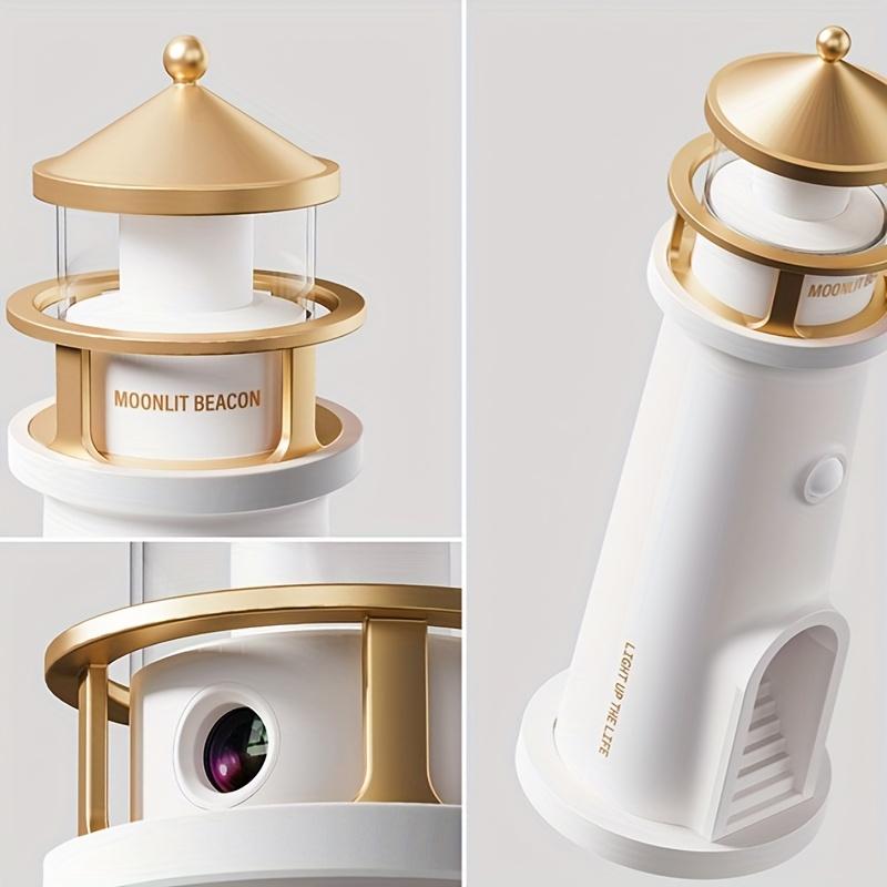 1pc Projector-equipped Moon Lighthouse Night Light with A Sensitive Human Body Sensor Switch and Always-on Function That Can Be Set At Will