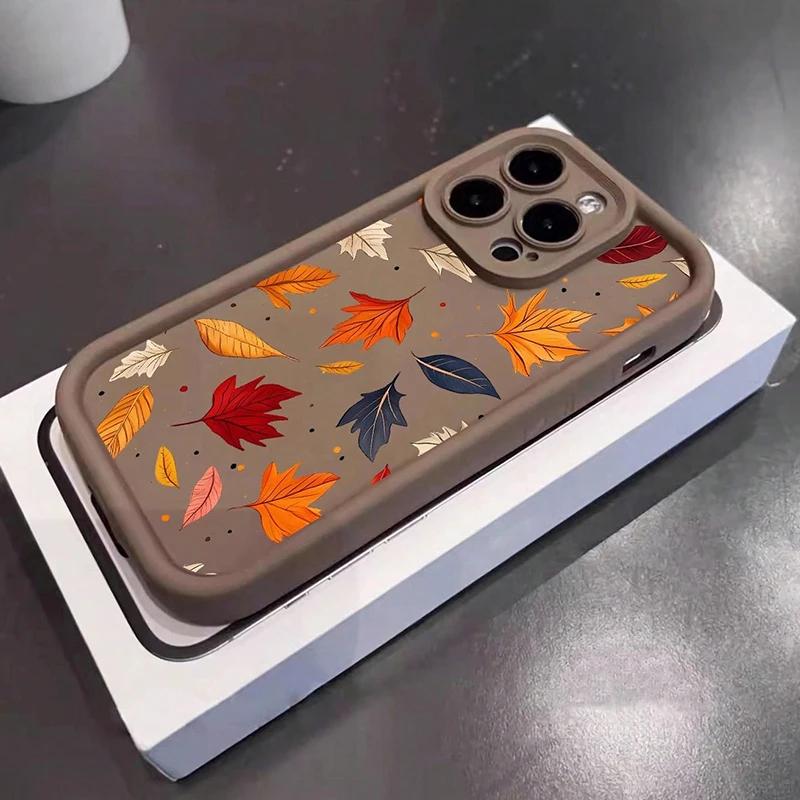 Minimalist Illustration Of Autumn Leaves Case For Samsung Galaxy S20 S21 S22 S23 S24 S25 FE Plus Ultra A15 A35 A54 A55 Cover