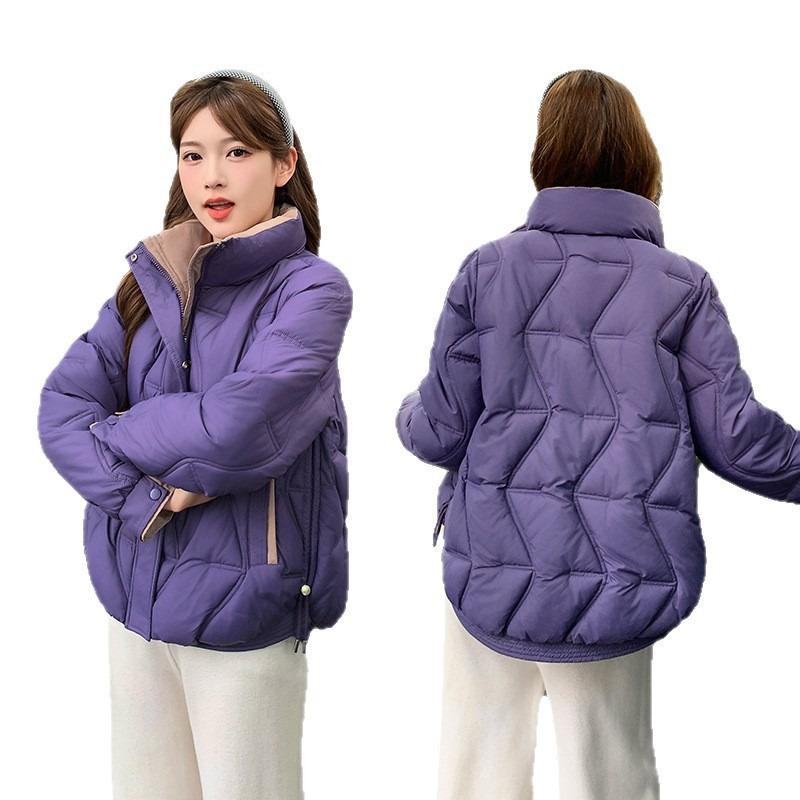 Fashion women's new short down cotton-padded coat, light and thin winter small cotton-padded jacket, stand-up collar, thin and thickened coat
