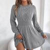 Autumn and Winter Women's Knitted Sweater Dress Solid Color Slim-fit Lantern Sleeve Sweater Dress Knitted A-line Dress