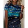 Fashion Women's Crew Neck Short Sleeve 3D Casual Color Printing Casual Short Sleeve Crew Neck T-Shirt
