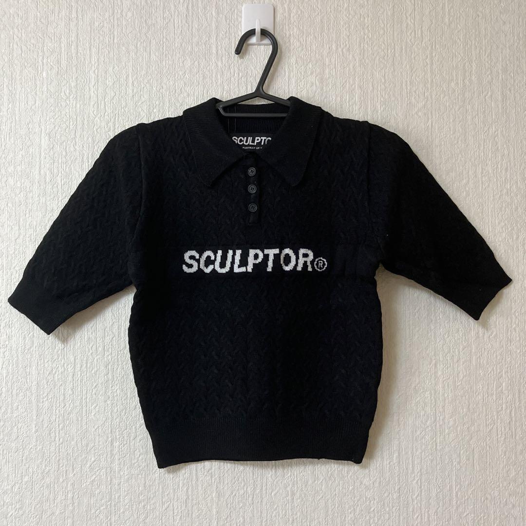 

[Б/У] Поло с кабельной вязкой SCULPTOR черного цвета