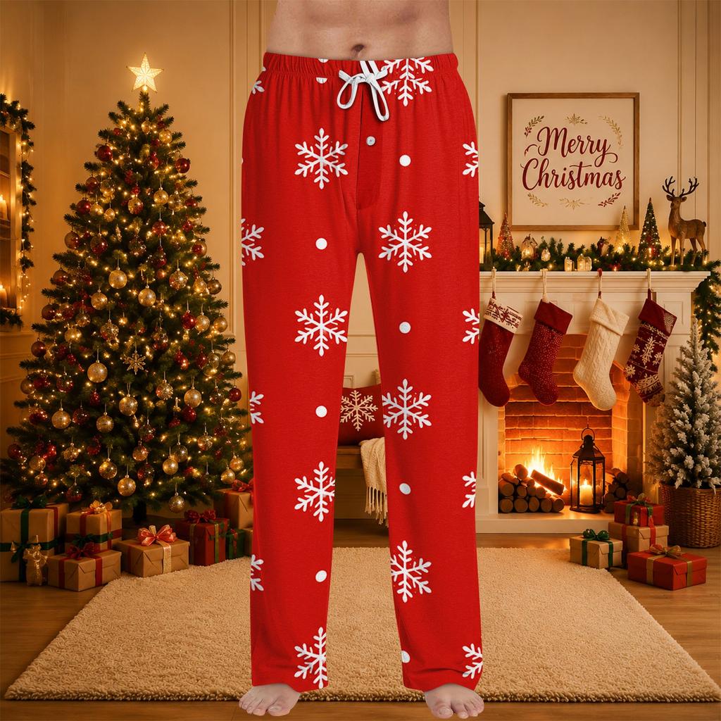 Men's Christmas Printed Pajama Pants for Casual Sleep
