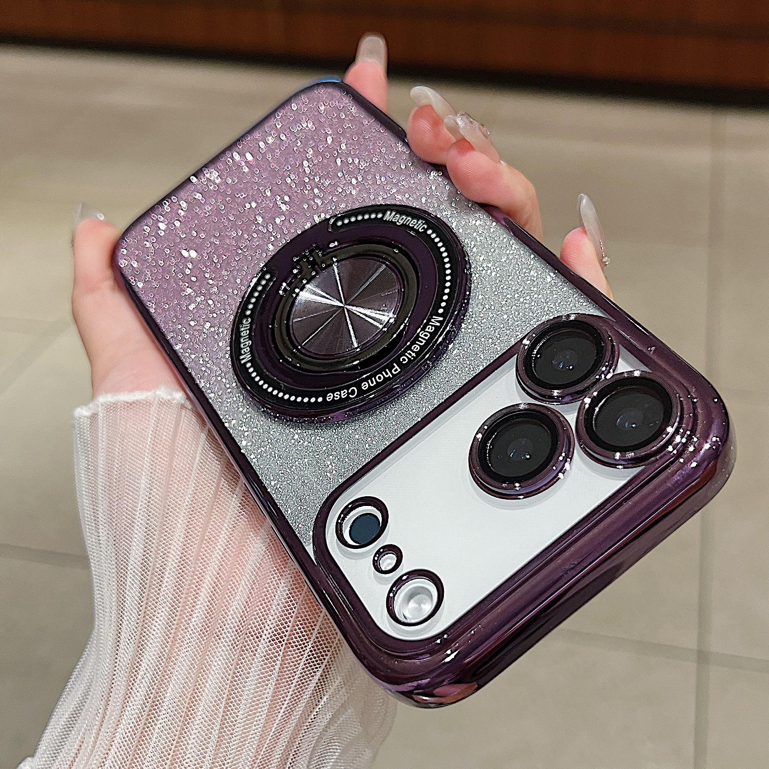 

Glitter MagSafe Stand Case for Apple 17ProMax/16Pro: Full Coverage Drop-Proof Lens Protection. 11 Pro Max