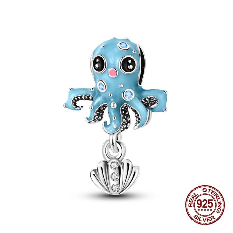 Summer 100% Copper Octopus Tortoise Luminous Seaworld Charms Beads Fit Pandachoriginal Bracelets Diy Jewelry