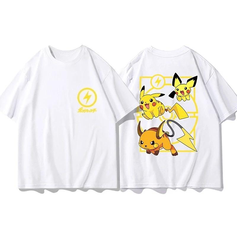 2026 Pokémon Gemeinsame Peripherieprodukte Kurzarm-T-Shirt Gengar Psyduck Mewtwo Aufdruck Herren Jungen und Mädchen Sommer Neue Mode Oberteil