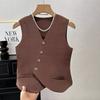Women'S Winter Sleeveless Top Single Breasted French V-Neck Cardigan Vest