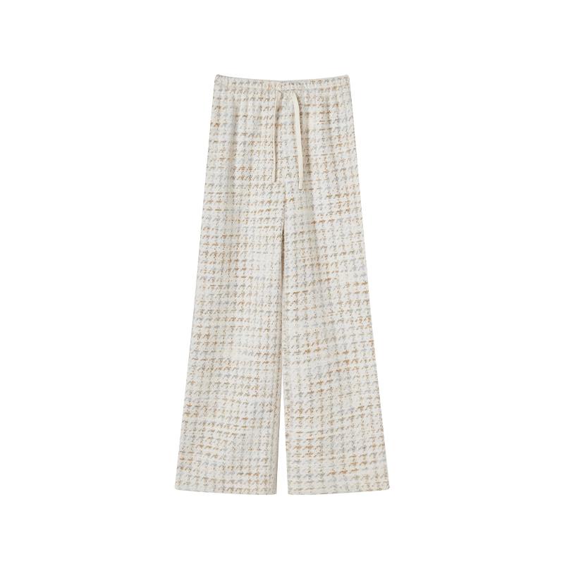 Women s High-Waisted Houndstooth Wide-Leg Pants S