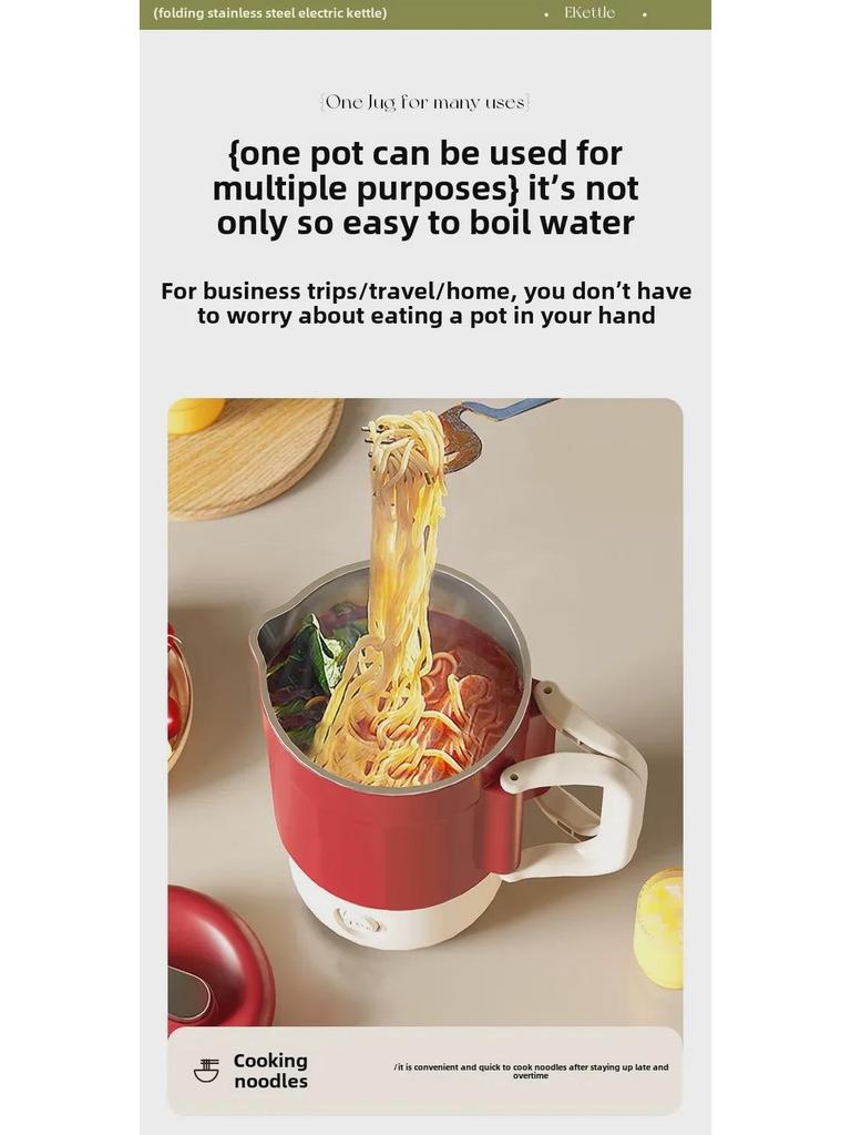 304 Stainless Steel Folding Travel Kettle – Portable Insulated Mini Electric Kettle for Outdoor Use