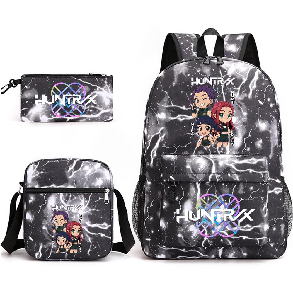 3Pcs/set Cute Cartoon Printed Backpack with Shoulder Bag Pencil Case for Teenager Student Boy Girl School Bag Large Capacity Bookbag Kid Gift