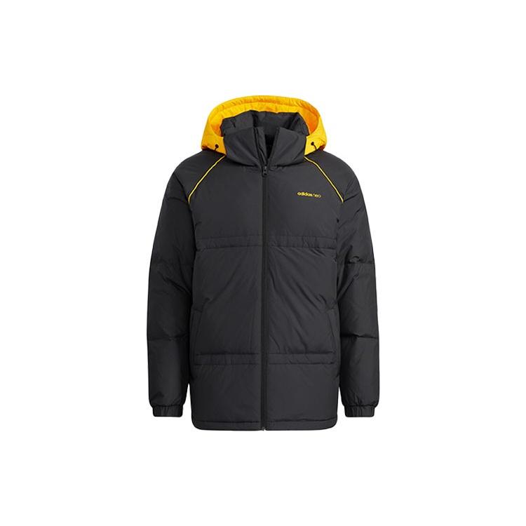 adidas neo M Cb Down Logo Contrasting Colors hooded Stay Warm With Down Feather Jacket Black Men s HF0504 L