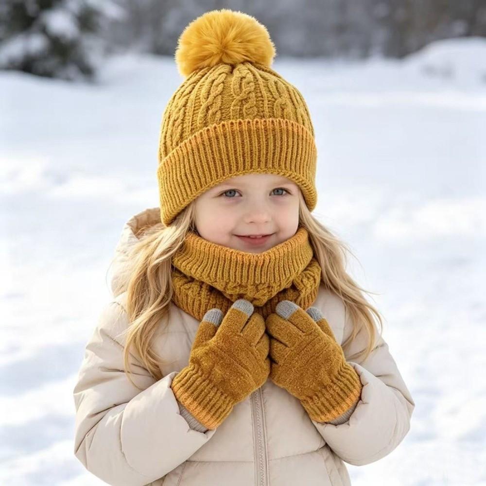 Knitted Winter Hat Scarf Gloves Thicken Toddler Winter Hat New Thickened Knitted Hat Outdoor Use