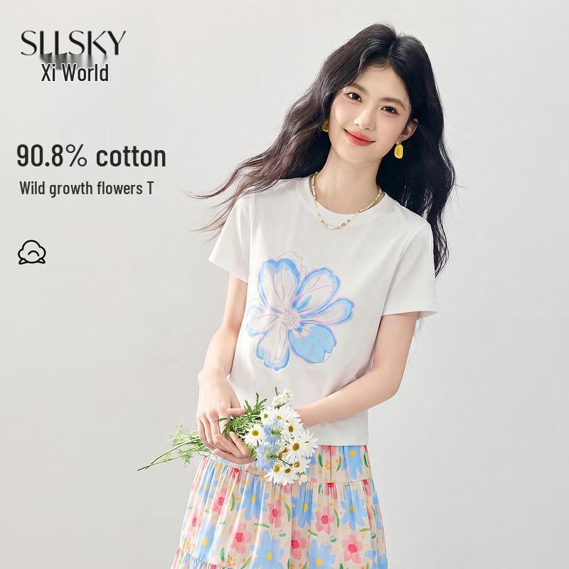 Women s Summer Floral Print Short-Sleeve T-Shirt L