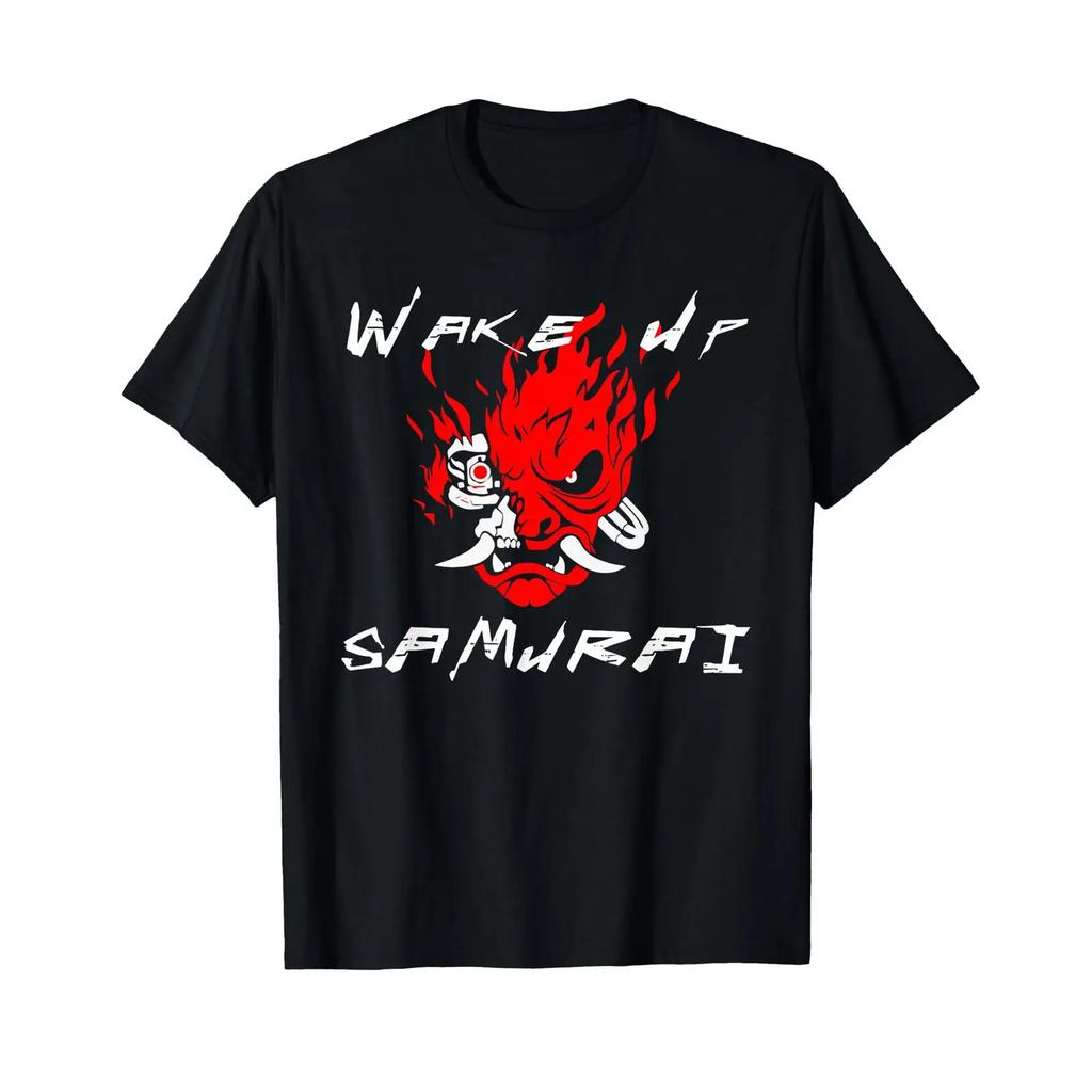 Wake Up Samurai T Shirt Black Vintage Stretched Slightly Unisex Soft Comfortable Designer Clothes Breathable Stylish