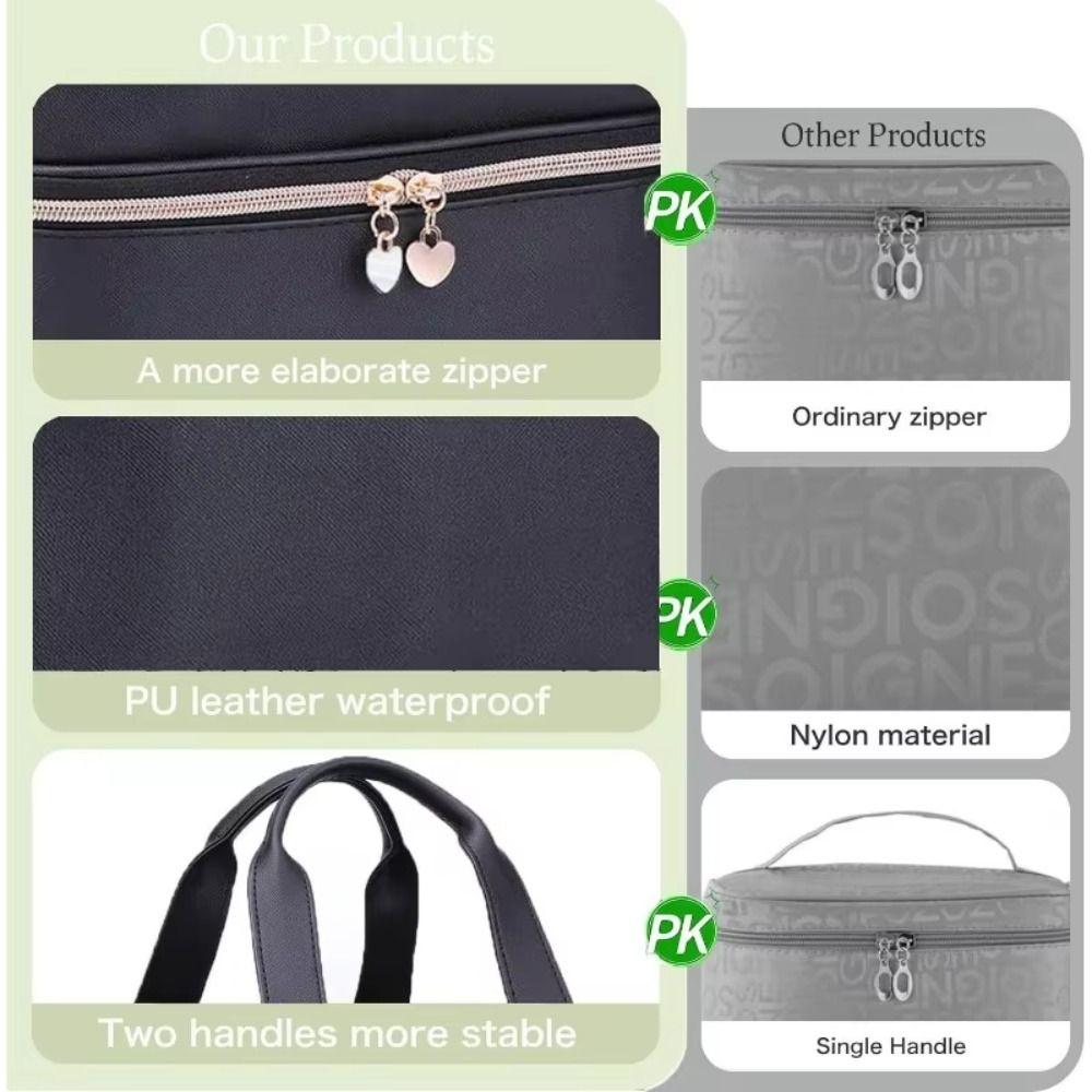 Double Layer Nail Polish Storage Bag 30 Grids Large Capacity Nail Care Kit Bag Handheld Waterproof Essential Oil Organizer Bag