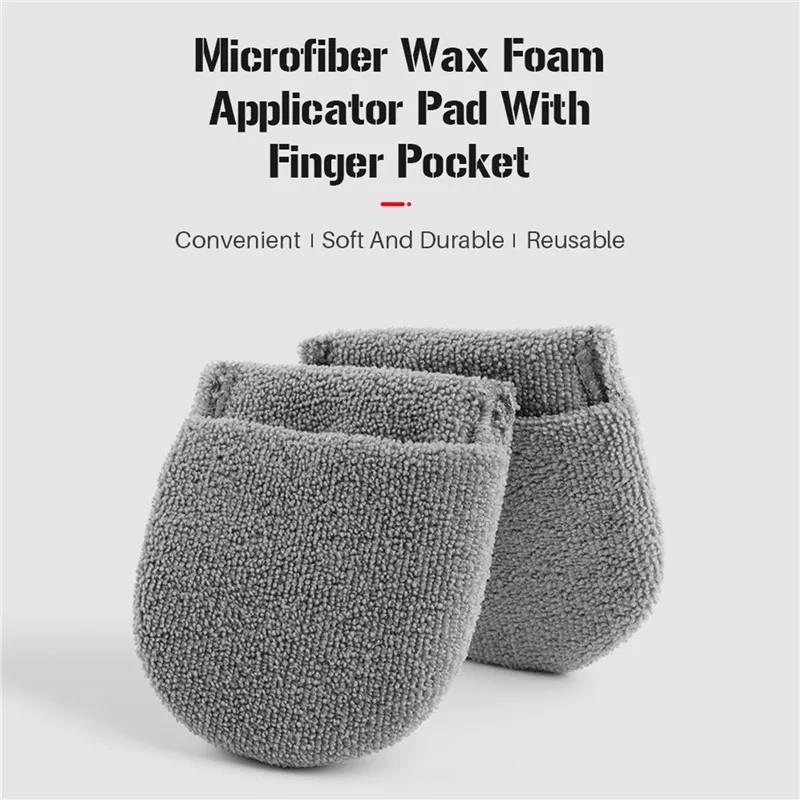 Practical 2pcs/6pcs Soft Microfiber Car Wax Applicator Mitts Polishing Sponge Foam Pad For Cleaning Auto Detailing