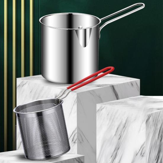 Stainless Steel Deep Fryer with Filter Basket Extended Handle Mini Fryer for Efficient Cooking Multifunctional Oil