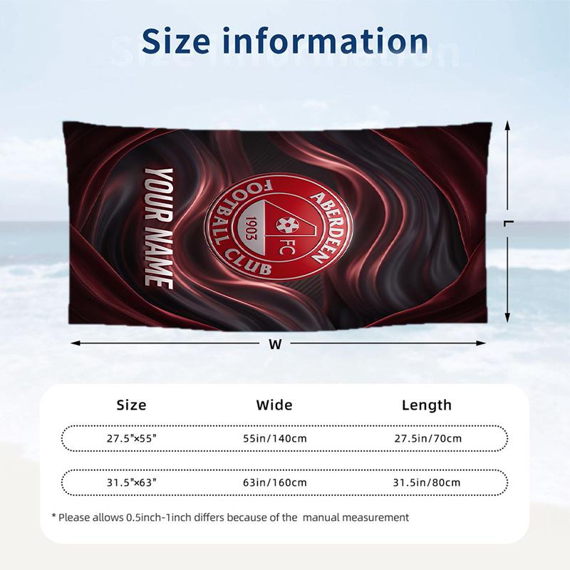 Beach Towel Custom Name Text, Quick Dry Large Towel For Beach HomeAberdeen FC