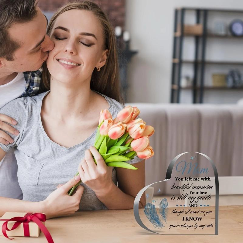 2D Flat Memory Mother Acrylic Heart Desktop Decoration Plaque, Home Decor Plaque Hanging Wall Art Decorative Garden Decoration for Room Door Signs Han