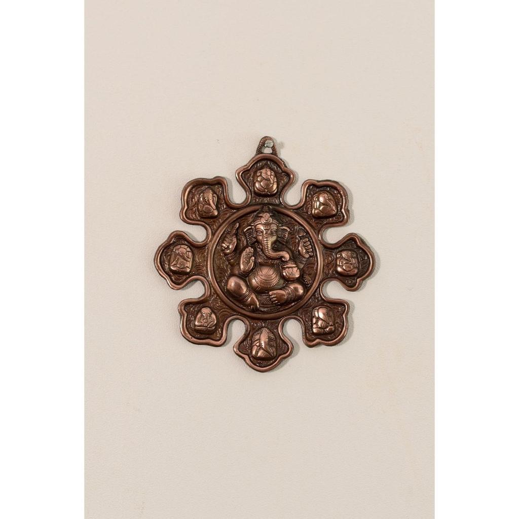 9 Variants of Lord Ganesha Metal Wall Hanging  Brown)