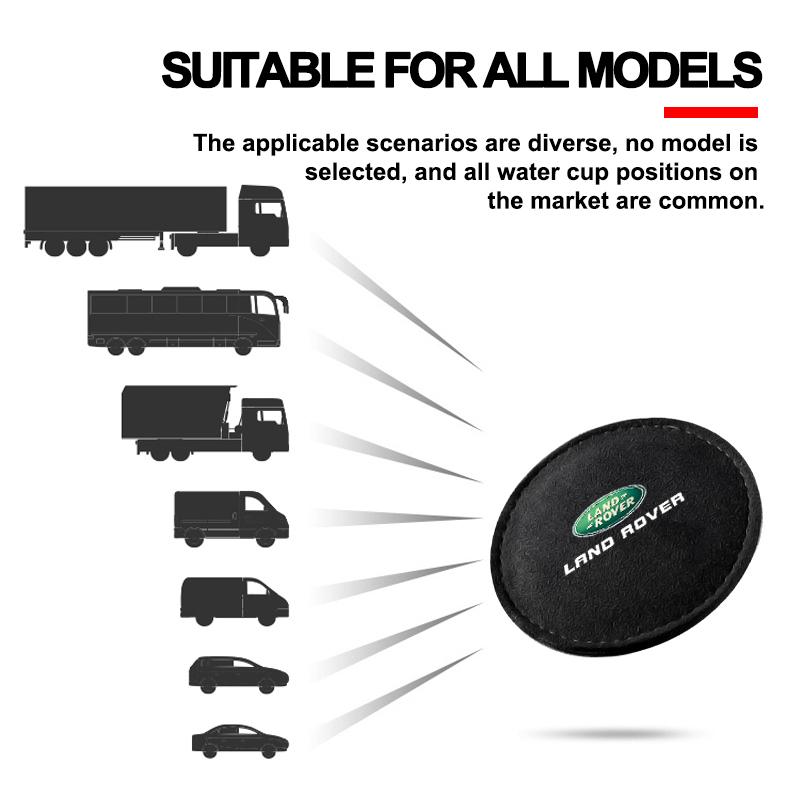 Auto Getränkehalter Pad PU Leder Schlitz Rutschfeste Untersetzermatte Emblem für Land Rover Range Rover Defender Freelander Discovery 1 2 3 Evoque Rover L322 L405