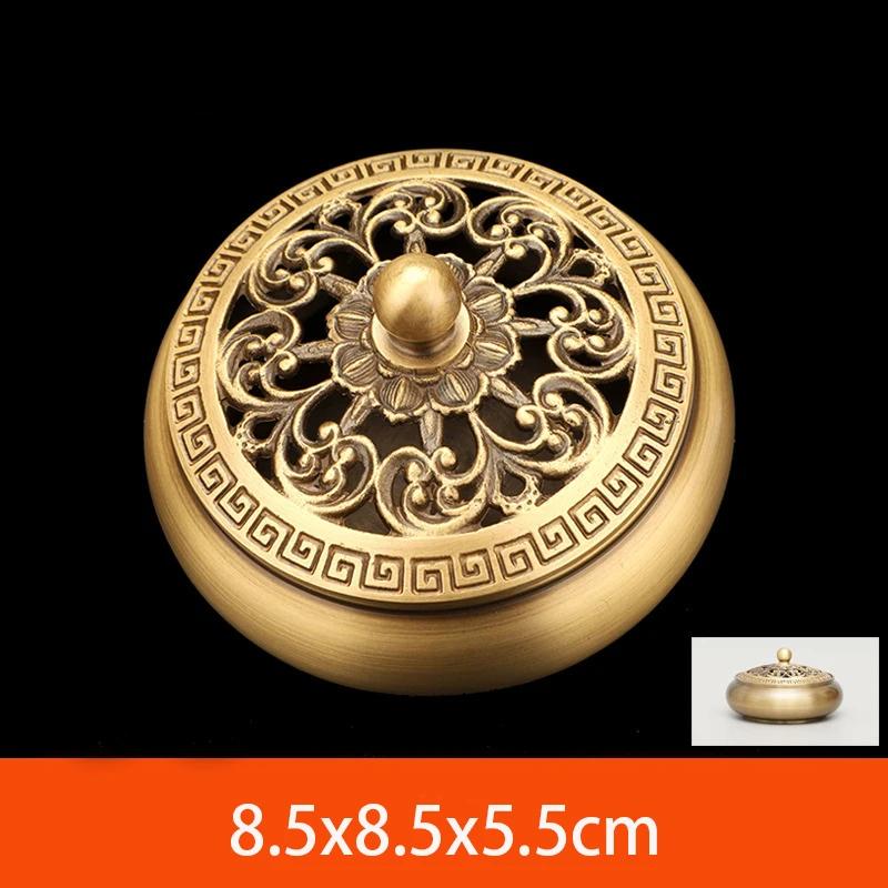 Klasický starožitný kadidelnice s plochým dnem Čistá měď pro domácnost Dekorativní interiérové ​​dekorace Zen santalové dřevo řezbářské kadidlo