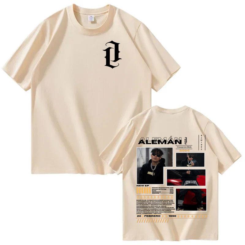 Rapper ALEMAN Tour 2025 Graphic Crewneck T Shirts Mens Womens Oversized 90s Fashion Pop Music T Shirt Casual Tshirts Streetwear