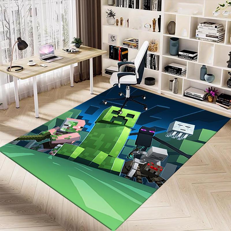 1pc Minecraft Pixel Art Carpet for Playroom Bedroom Living Room Sofa Home Decor,kids Game Area Rug Non-slip Floor Mat Y730121