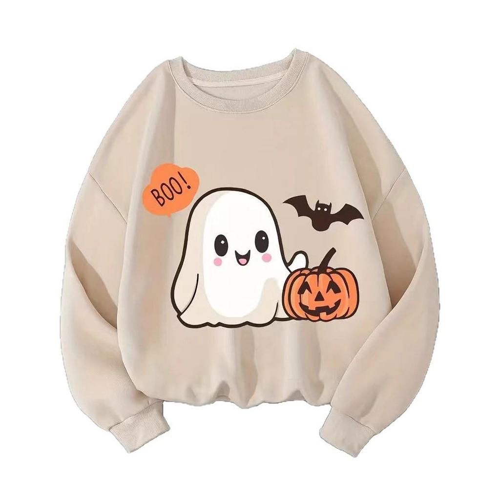 Halloween Ghost Pumpkin Hoodie 2025 - Versatile Long Sleeve for Autumn/Winter