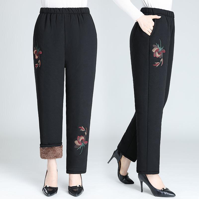 Women's Autumn Winter Plus Size Padded Thickened Pants Warm Comfortable Loose Trousers
