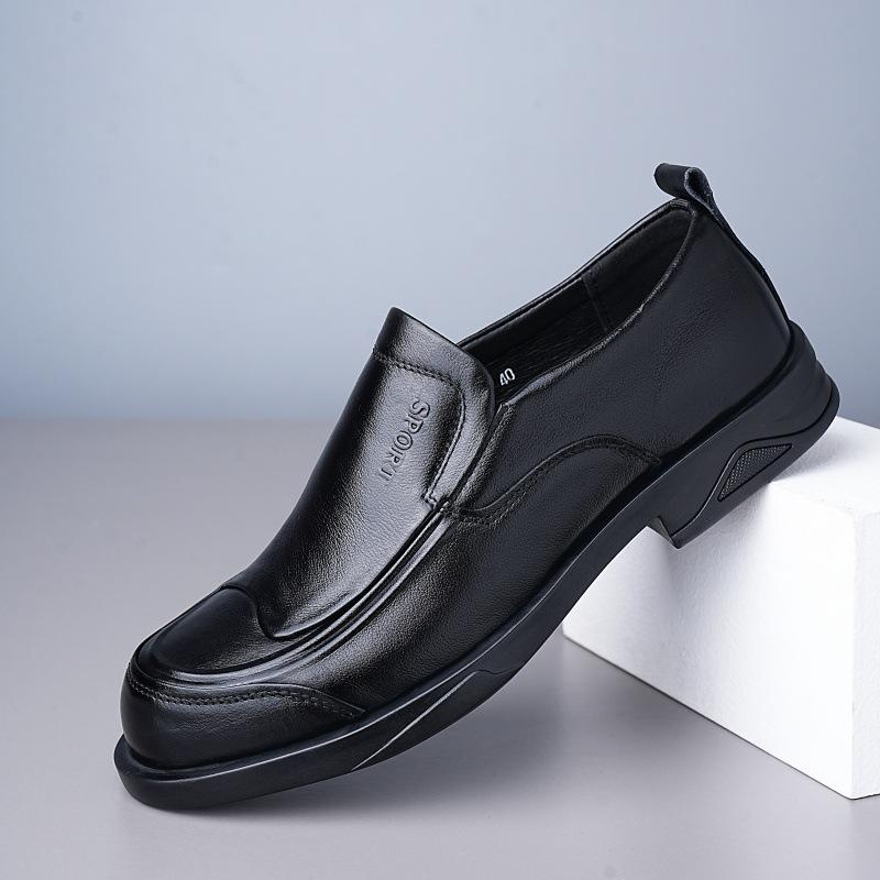 2025 new spring and autumn leather men's shoes platform wear-resistant business leather shoes fashion trend one-pedal shoes 2025 direct sales