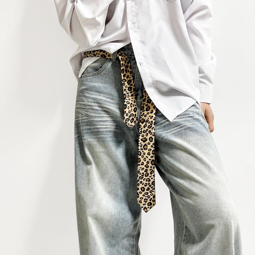 Long Leopard Print Necktie Korean JK Uniform Necktie Belt Accessories  Uniform Suit
