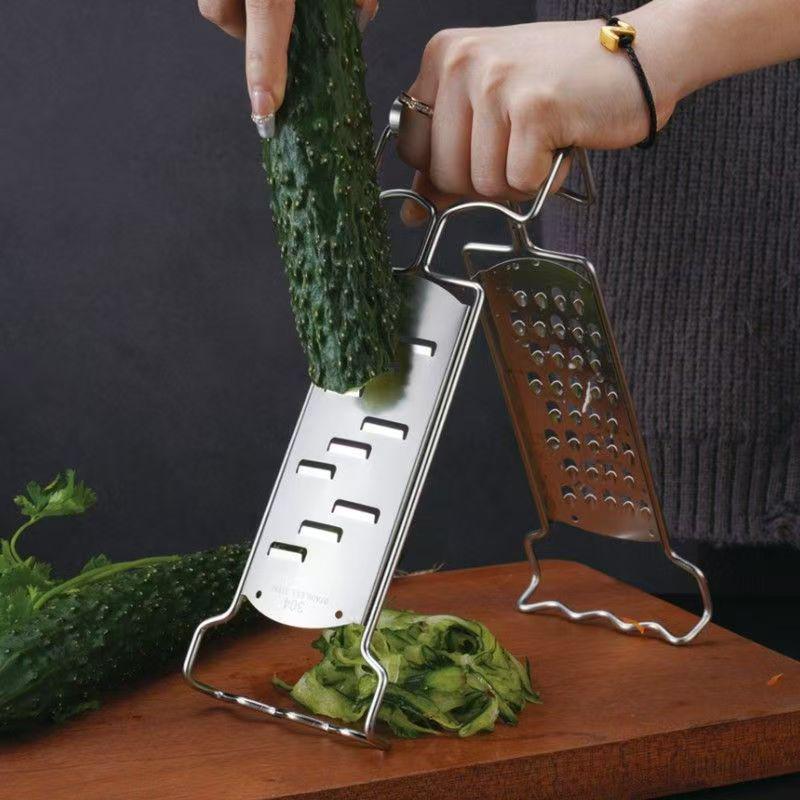 304 Stainless Steel Multifunctional Vegetable Grater, Peeler & Anti-Scald Bowl Holder