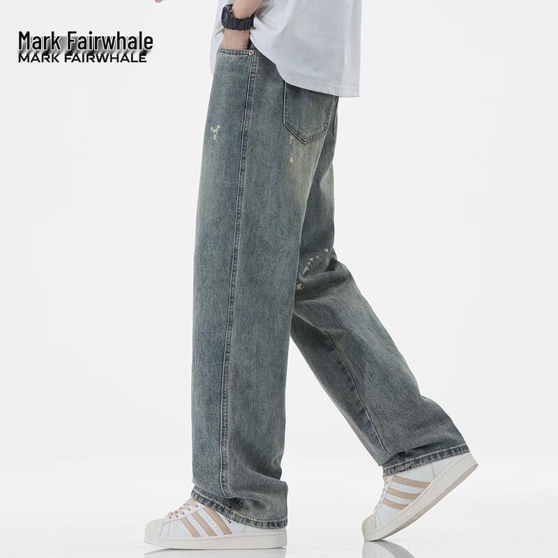 Mark Fairwhale Men's Loose Straight-Fit Distressed Jeans