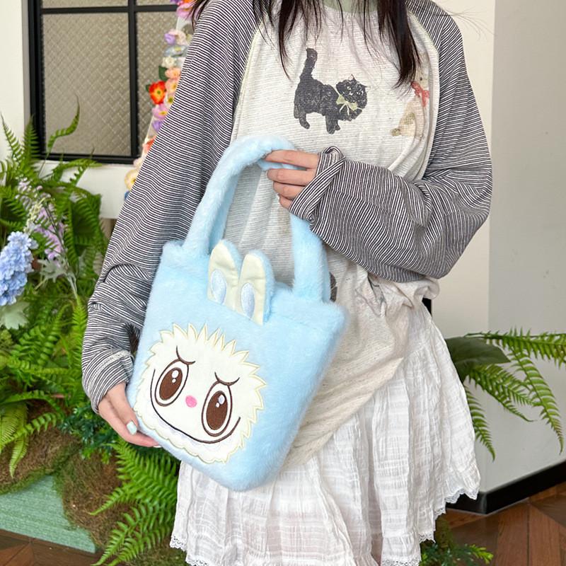 Cute Cartoon Plush Handbag For Kids Large Capacity Lightweight Stylish Nylon Bag