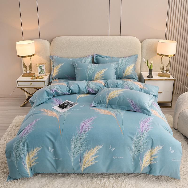 New Stylish Skin-Friendly Cotton Flannel Bedding Set - Thickened Plaid & Floral Design for Students