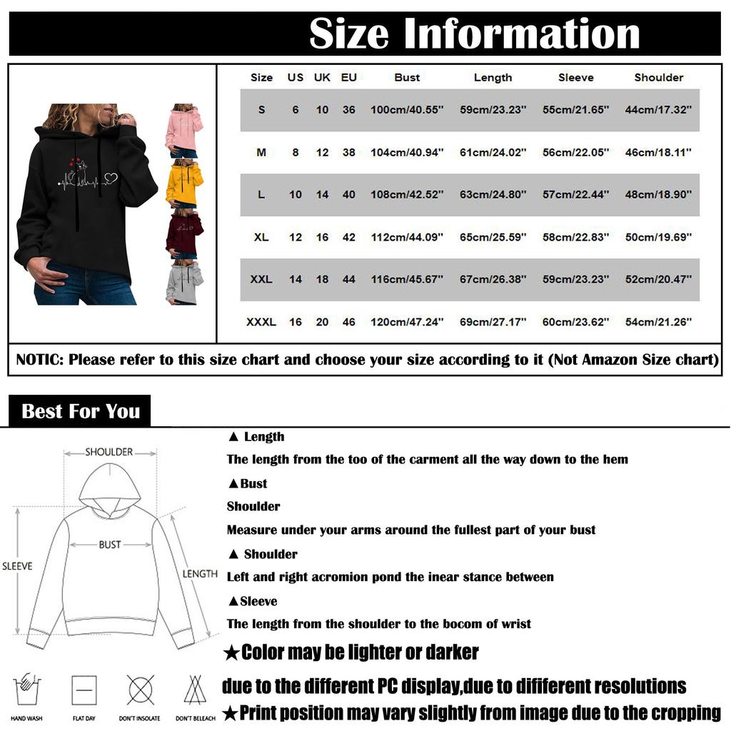 Women's Fashion Casual Fun Print Hooded Sweatshirt Loose Sports Tops Pullover