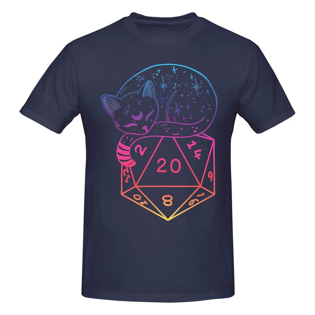 Funny D20 Cat Rainbow Dnd Dice Unisexs Printed Tshirt Unisex T Shirtshirt