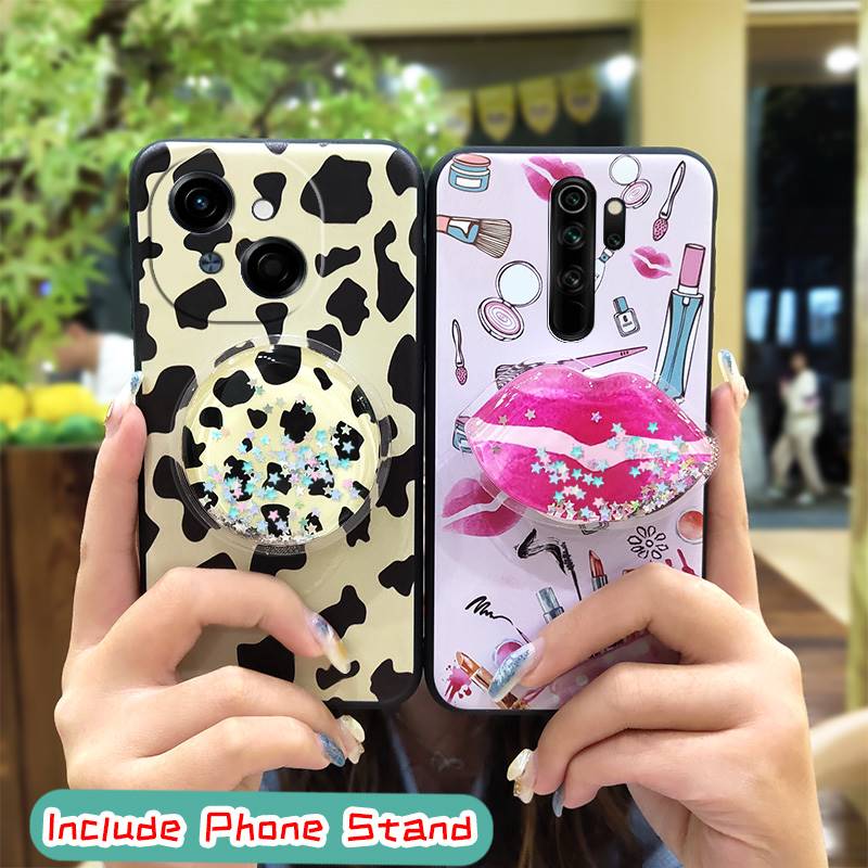 protective Rotatable stand Phone Case For Tecno POP9 4G/Spark GO 1/KL4 Waterproof TPU Skin feel silicone Glitter Durable