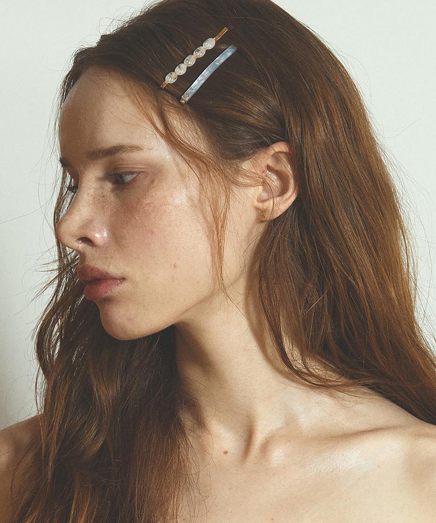 S'Secondo [Gift Wrapping] Marble Side Hairpin Set_4 Colors