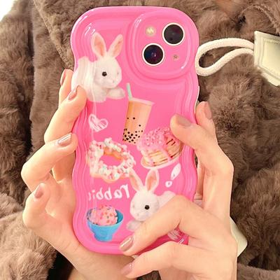 Cartoon Sweet Rabbit Ice Cream Love Imd Wavy Back Cover For Iphone 13 Promax 11 12 14 Pro Max Plus Cute 2023 Phone Case Conque