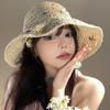 New Big-brimmed Colored Sunshade Straw Hat for Vacation Travel, Versatile Straw Weaving Sunscreen, Fashionable Seaside Beach Hat
