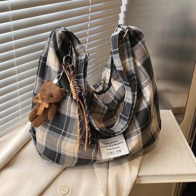 Wholesale Popular Literature and Art Lazy Niche Plaid Tote Bag Women's Casual Lightweight Versatile Large-capacity Messenger Bag