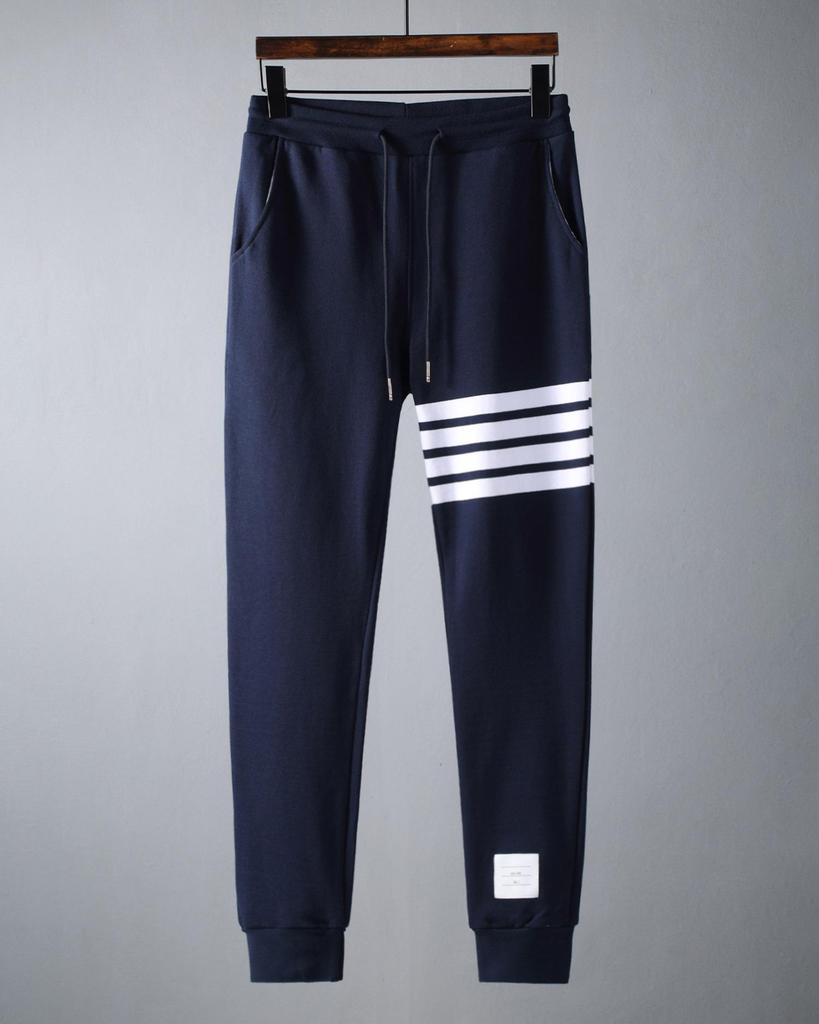 Trend Brand Four-Stripe Terry Cotton Sweatpants: European & American Casual Skinny Fit