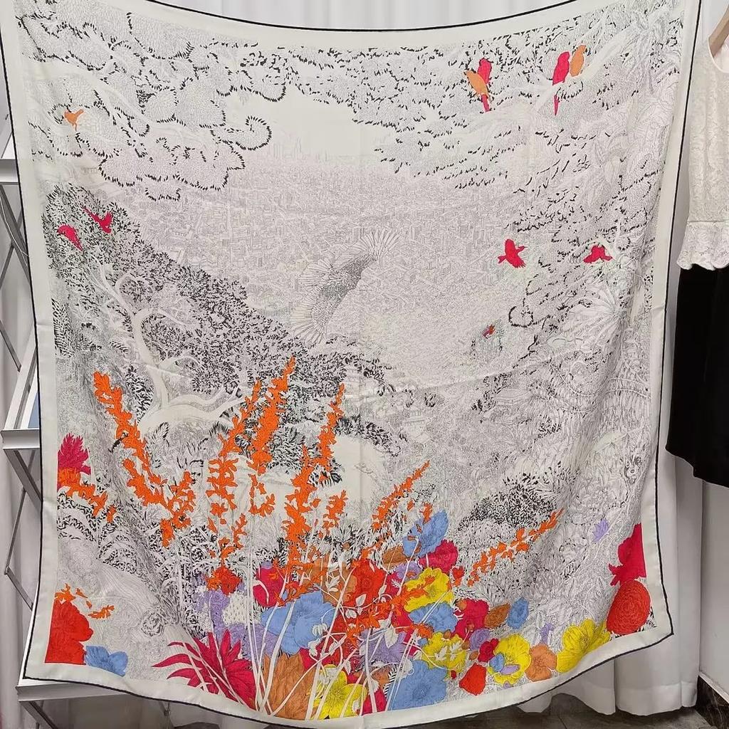 130 CM Silk Wool Scarf Women's Large Square Scarf Silk Scarf New Cashmere Versatile Shawl Thin